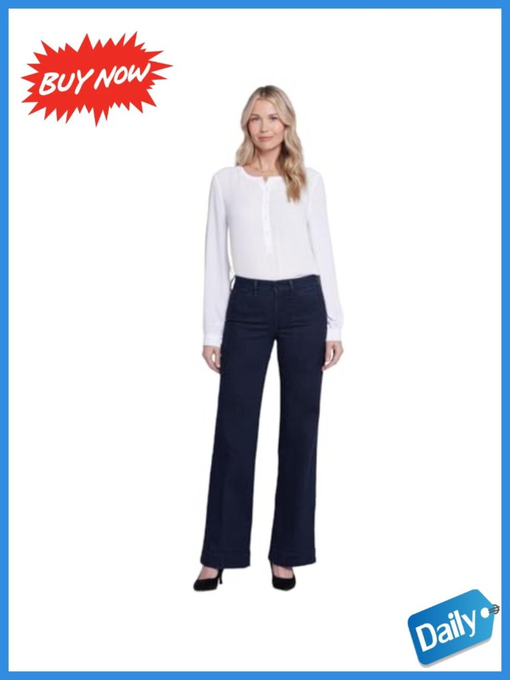 Women's Wide Leg Trouser Jeans High Rise Stretch Denim